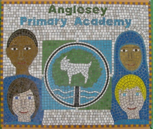 Anglesey Primary Academy School Mosaic facilitated by mosaic artist Sue Kershaw