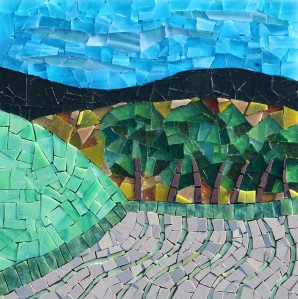 'Over the Hill' mosaic by Sue Kershaw