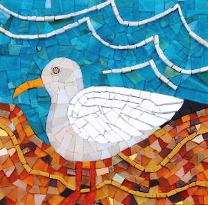 Seagull mosaic by Sue Kershaw