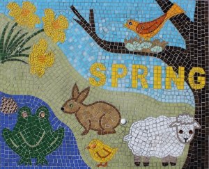 Four seasons school mosaic - Spring by Sue Kershaw