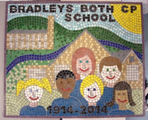 Centenary school mosaic in Bradleys Both CP School, Bradley nr Skipton, North Yorkshire