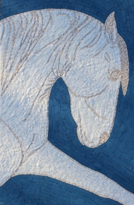 White Horse mosaic by Sue Kershaw for mosaic exhibition