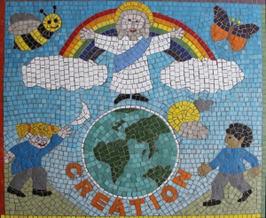 School mosaic by Sue Kershaw, Mosaic Artist